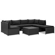 8-piece garden sofa with cushions polyratt black 45817 45817 - Garden Furniture