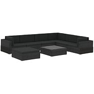 8-piece garden sofa with cushions polyratt black 46749 46749 - Garden Furniture