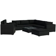 8-piece garden sofa with cushions polyratt black 46768 46768 - Garden Furniture