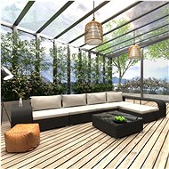 8-piece garden sofa with cushions polyratt black 46819 46819 - Garden Furniture