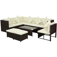 8-piece garden sofa with cushions polyratt brown 42896 42896 - Garden Furniture
