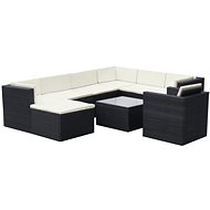 9-Piece Garden Sofa Set With Cushions Polyrattan Black 42675 42675 - Garden Furniture