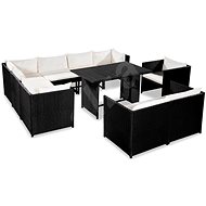 9-piece garden sofa with cushions polyratt black 44187 44187 - Garden Furniture