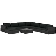 9-piece garden sofa with cushions polyratt black 46776 46776 - Garden Furniture
