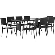 9-piece garden dining set black polyratan 43928 43928 - Garden Furniture