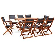 9-piece garden dining set solid eucalyptus and textile 278914 278914 - Garden Furniture