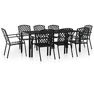 9-piece garden dining set steel black 44272 44272 - Garden Furniture