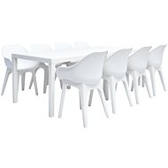 9-piece garden dining set plastic white 276136 276136 - Garden Furniture