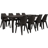 9-piece garden dining set plastic brown 276141 276141 - Garden Furniture