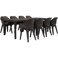 9-piece garden dining set plastic brown 276142 276142 - Garden Furniture