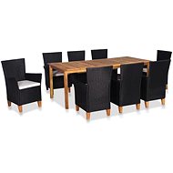 9-piece Garden Dining Set Polyrattan Black-brown 44102 44102 - Garden Furniture