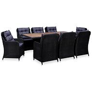 9-piece Garden Dining Set Polyrattan Black 44145 44145 - Garden Furniture