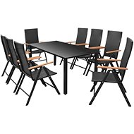 9-piece Garden Dining Set Polyrattan Black 44450 44450 - Garden Furniture