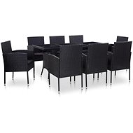 9-piece garden dining set polyratt black 46404 46404 - Garden Furniture