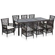 9-piece Garden Dining Set Polyrattan Brown 44082 44082 - Garden Furniture