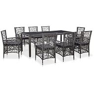 9-piece garden dining set polyratan gray 45992 45992 - Garden Furniture