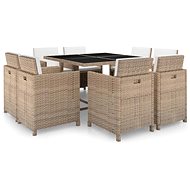 9-piece garden dining set with cushions polyrattan beige 42545 42545 - Garden Furniture