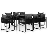 9-piece garden dining set with black polyrattan cushions 44437 44437 - Garden Furniture
