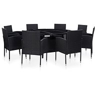 9-piece Garden Dining Set with Cushions Polyrattan Black 46406 46406 - Garden Furniture