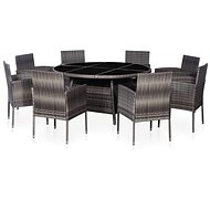 9-piece garden dining set with polyratan cushions gray 43917 43917 - Garden Furniture