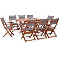 9-piece garden dining set gray solid eucalyptus and textile 278912 278912 - Garden Furniture