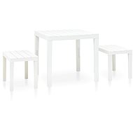 Garden table with 2 benches plastic white 48777 48777 - Garden Furniture