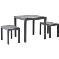 Garden table with 2 benches plastic brown 48779 48779 - Garden Furniture