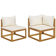 2 - piece sofa creamy white cushions solid acacia 311857 311857 - Garden Furniture