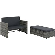 2-piece garden sofa with cushions polyrattan gray 44483 44483 - Garden Furniture