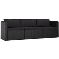 3-piece garden sofa with cushions polyratt black 46557 46557 - Garden Furniture