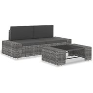 3-piece garden sofa polyrattan gray 49527 49527 - Garden Furniture