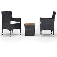 3dílný bistro set polyratan a akáciové dřevo černý 3058362 - Zahradní nábytek