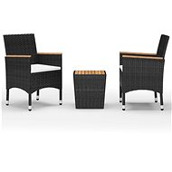 3dílný bistro set polyratan a akáciové dřevo černý 3058366 - Zahradní nábytek