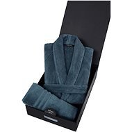 Soft Cotton Pánský župan Premium v dárkovém balení s ručníkem, modrý, S - Župan