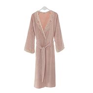 Soft Cotton Women's elegant Destan robe in gift box, old pink, M - Bathrobe