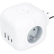 Solight cube, 3x 16A + USB A+C charger 17W, white, switch - Splitter 