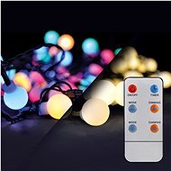 LED 2in1 kültéri karácsonyi lánc, gömb, távirányító, 100LED, RGB+fehér, 10m+5m, 8 funkció, IP44 - Fényfüzér