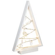 LED fa karácsonyfa díszekkel, 15LED, natúr fa, 37cm, 2x AA - Karácsonyi világítás