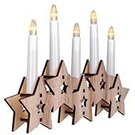 LED Wooden Candlestick, 5x LED, Natural Wood, 2x AA - Christmas Lights