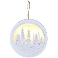 LED függesztett dekoráció, erdő és házikó, fehér, 2x AAA - Karácsonyi világítás
