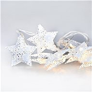 LED karácsonyi csillag fényfüzér, fém, fehér, 10LED, 1m, 2x AA, IP20 - Karácsonyi világítás