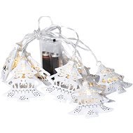 LED lánc karácsonyfák, fém, fehér, 10LED, 1m, 2x AA, IP20 - Karácsonyi világítás