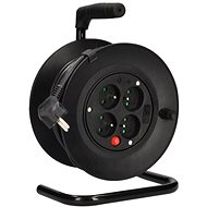 Solight Extension Cord on Reel, 4 Sockets, 15m, Black Cable, 3x 1,0mm² - Extension Cable