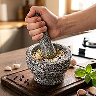 Zeller, Kitchen mortar GRANIT with pestle, grey, 13×8 cm - Mortar
