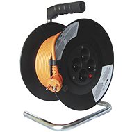 Solight Extension Cord on Reel, 20m. 4 Sockets, Orange Cable - Extension Cable