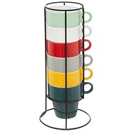 Secret de Gourmet, Cappuccino set, metal stand, coloured cups - Mug