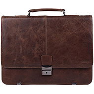 SEGALI Men's leather briefcase, chestnut - Laptop Bag