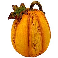 SEIZIS Polyresin Pumpkin with Leaf 8.2 × 10.5cm, Orange - Decoration