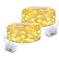 senzanakupy 2 × Decorative mini micro string lights, 2 m, 20 battery-powered LEDs – warm white - Light Chain