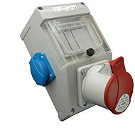 SEZ-CZ Mini-socket switchboard, uninsured 1 × 1653 + 2 × 230 V, 4 module window, IP 44 - Socket